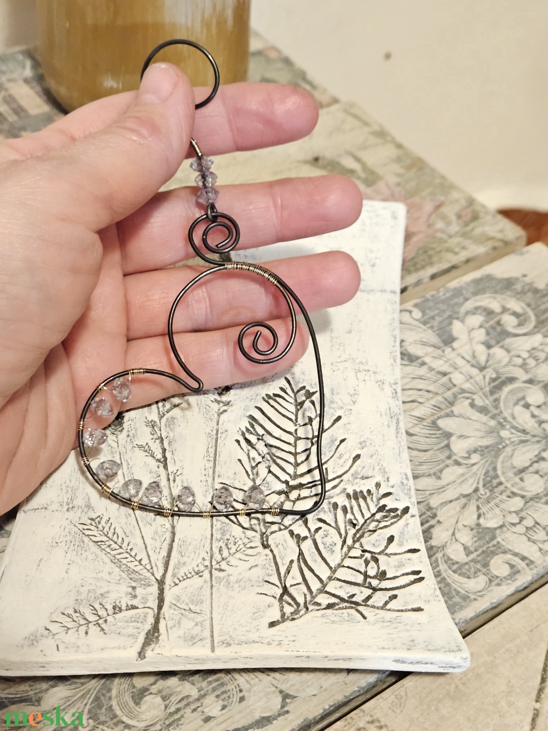 Szív gyönggyel - otthon & életmód - dekoráció - fali és függő dekoráció - függődísz - Meska.hu