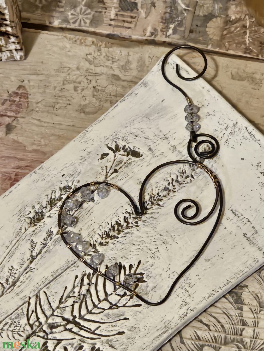 Szív gyönggyel - otthon & életmód - dekoráció - fali és függő dekoráció - függődísz - Meska.hu