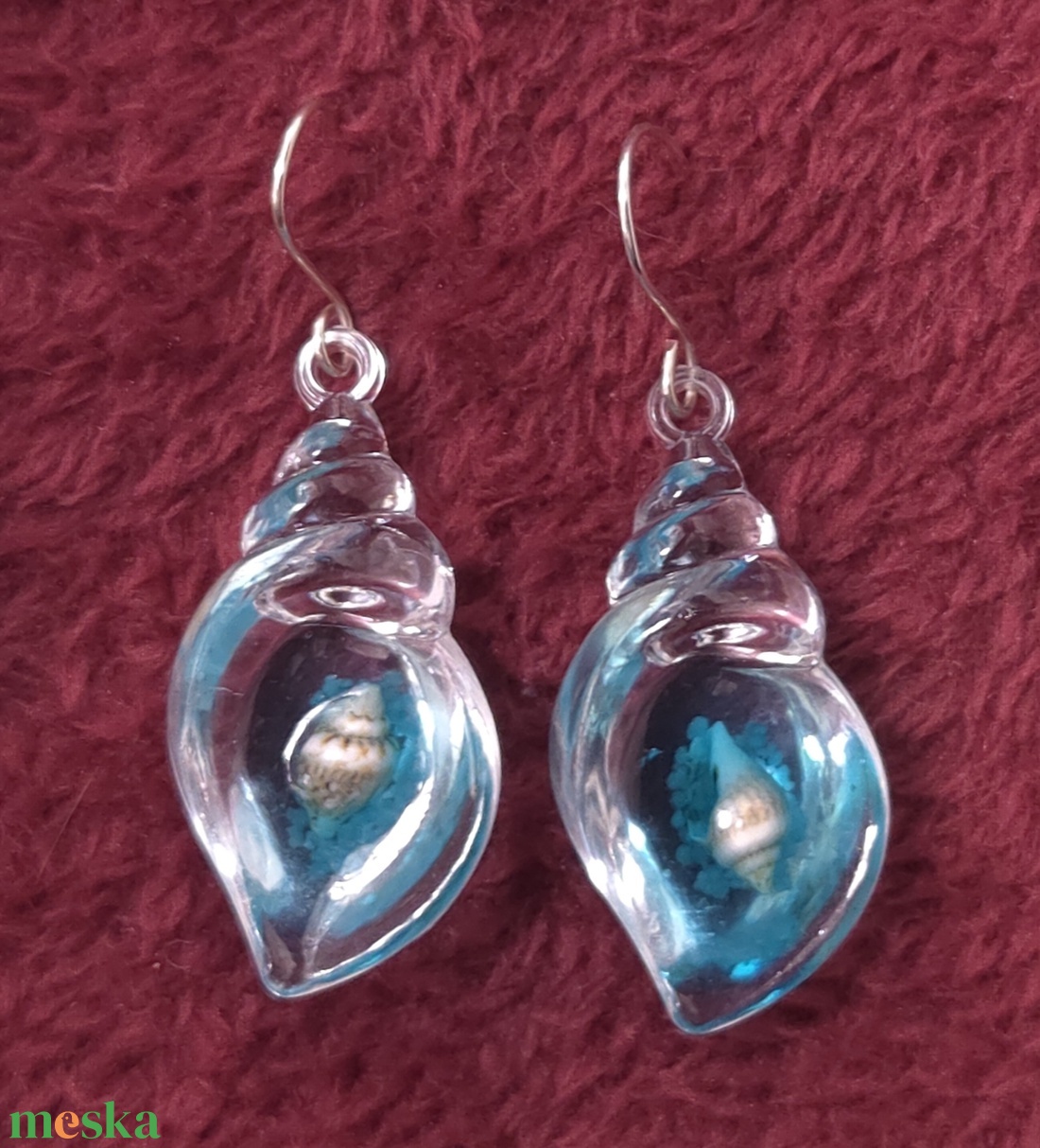 Kagylós fülbevaló - ékszer - fülbevaló - lógó csepp fülbevaló - Meska.hu