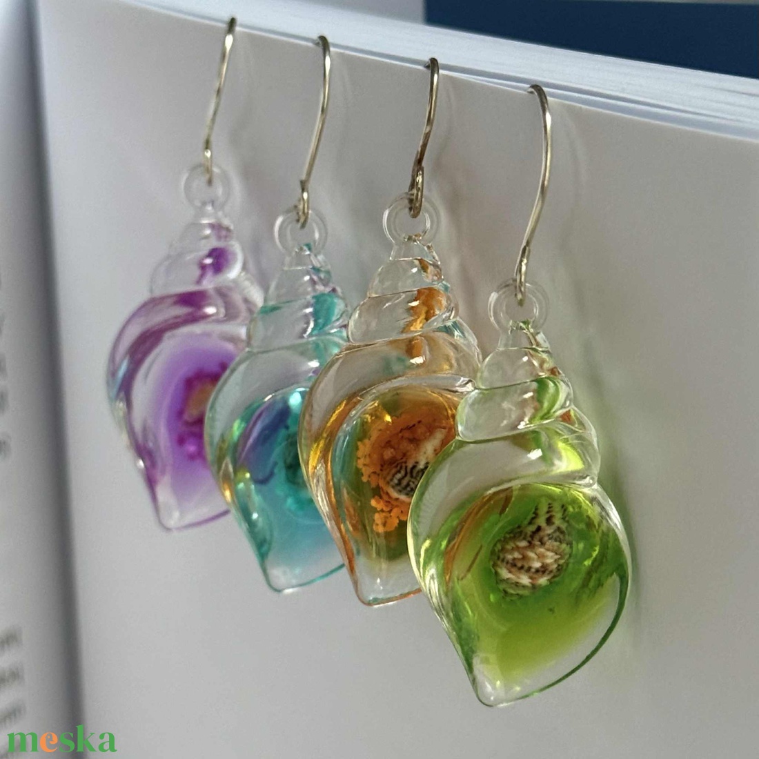 Kagylós fülbevaló - ékszer - fülbevaló - lógó csepp fülbevaló - Meska.hu