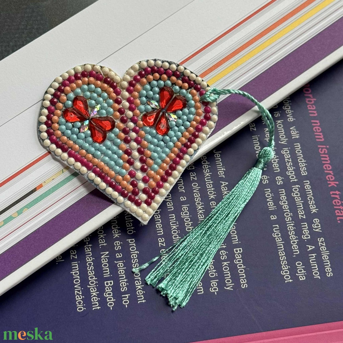 Szív alakú könyvjelző - könyv & zene - könyvjelző - Meska.hu