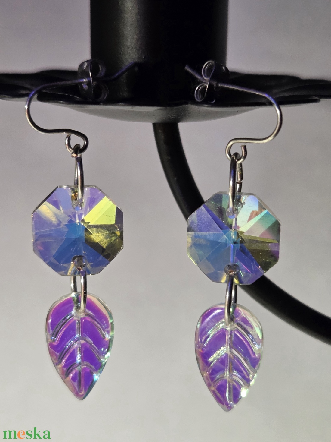 Üvegkristály fülbevaló - ékszer - fülbevaló - lógó fülbevaló - Meska.hu