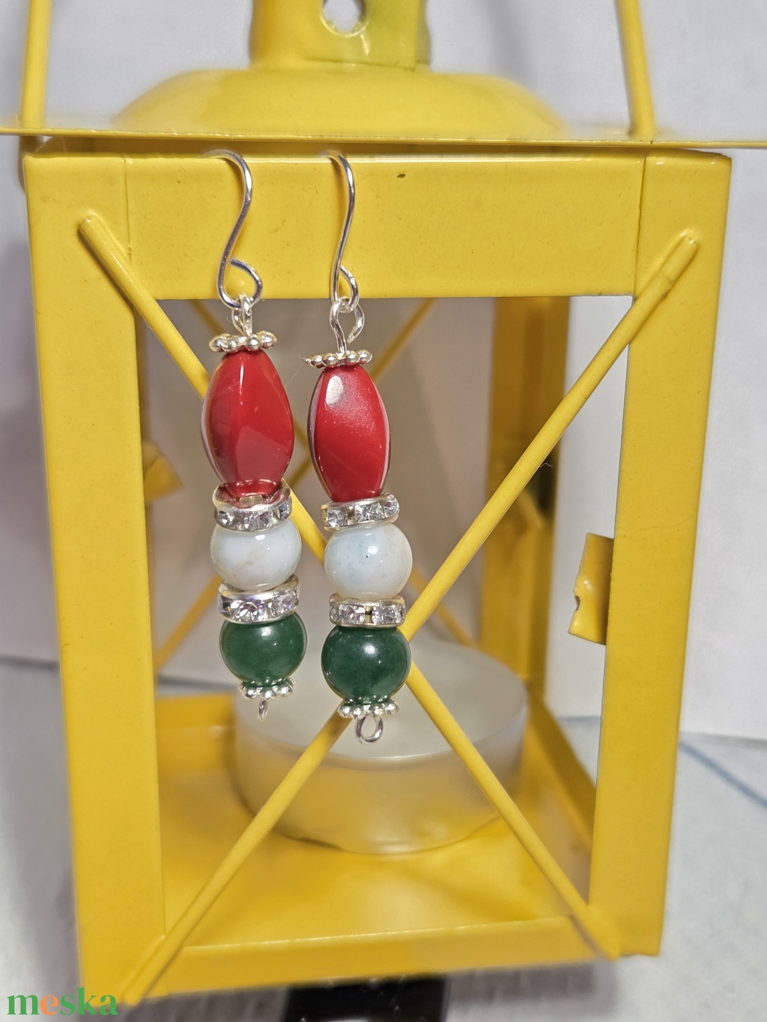 Kokárda fülbevaló - ékszer - fülbevaló - lógó fülbevaló - Meska.hu