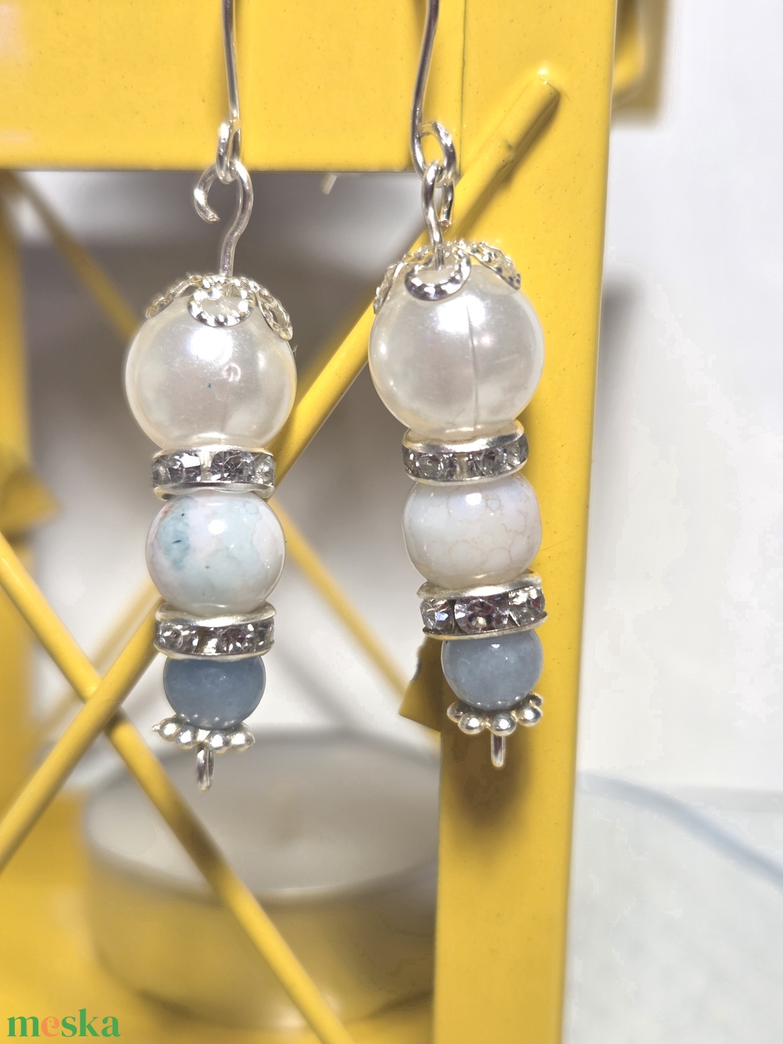 Kék lógó fülbevaló - ékszer - fülbevaló - lógó fülbevaló - Meska.hu