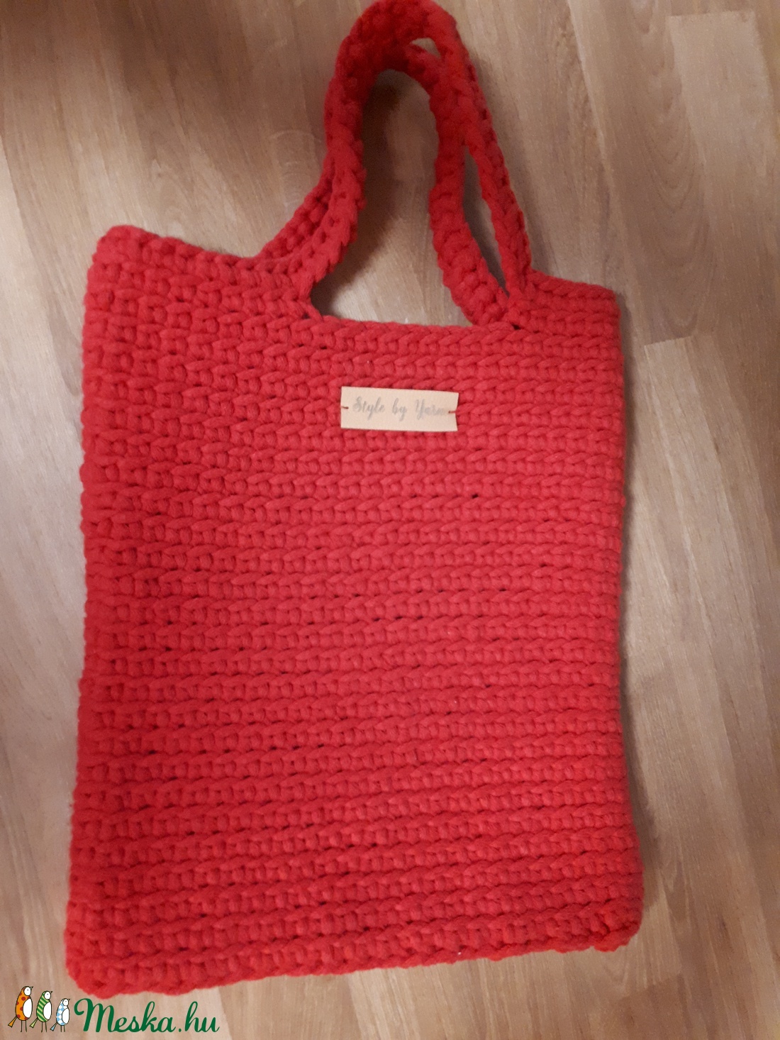 Horgolt Shopper Táska Piros Színben - táska & tok - kézitáska & válltáska - kézitáska - Meska.hu