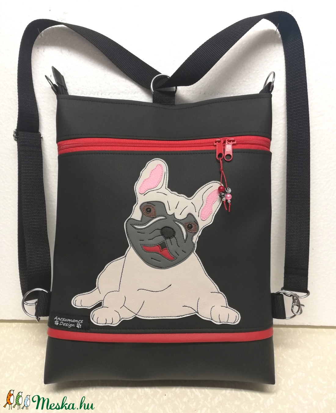 Francia bulldog 3in1  női hátitáska divattáska oldaltáska  -  - Meska.hu