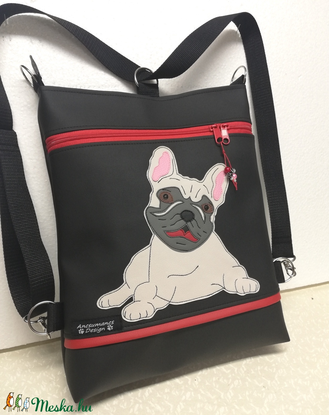 Francia bulldog 3in1  női hátitáska divattáska oldaltáska  -  - Meska.hu