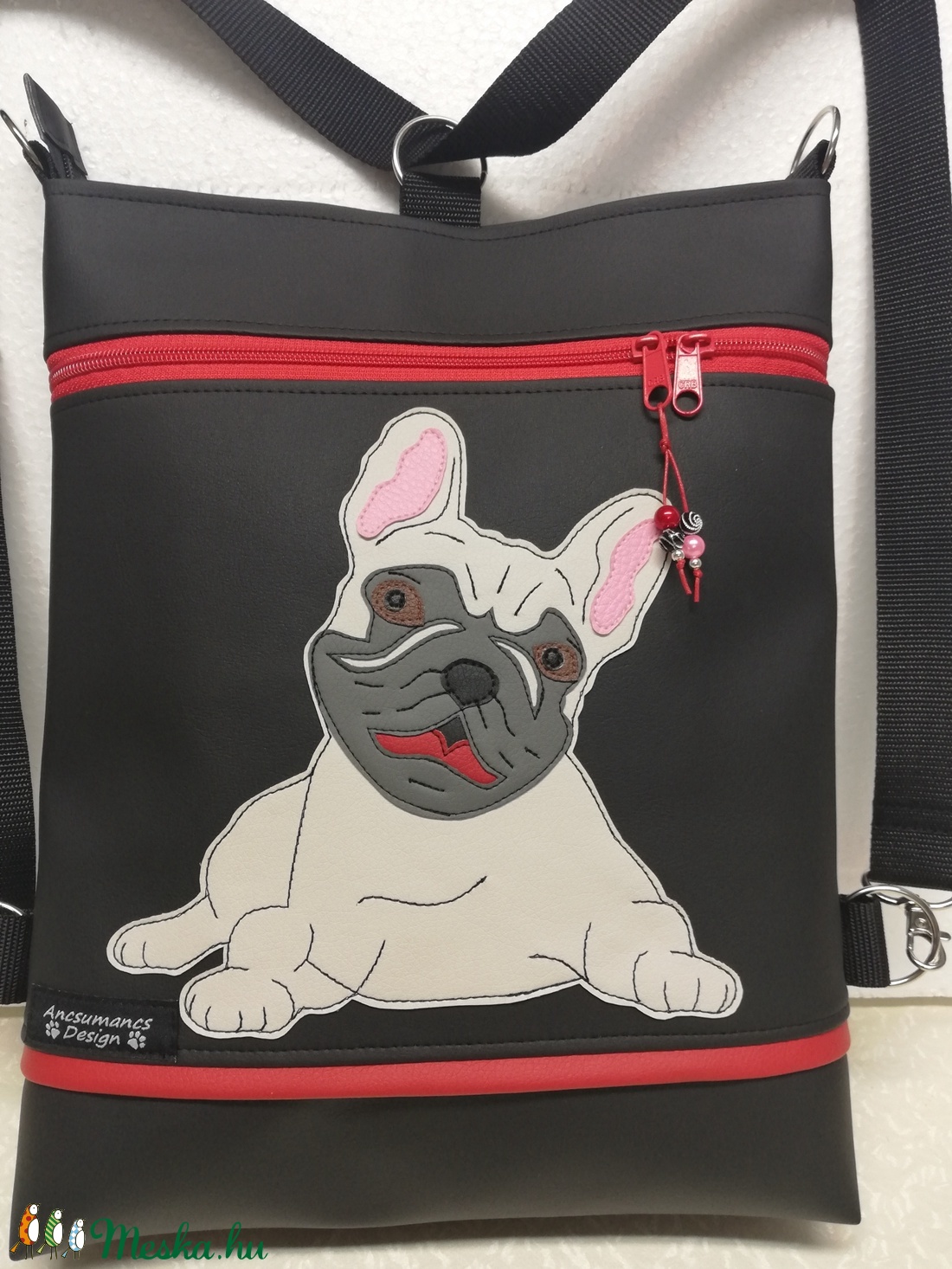 Francia bulldog 3in1  női hátitáska divattáska oldaltáska  -  - Meska.hu