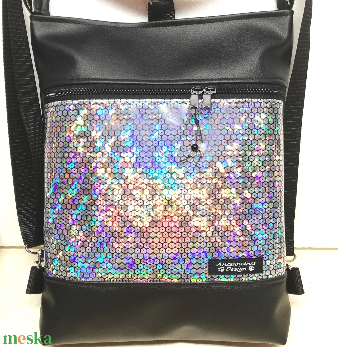3in1 csillogó flitter hologramos hátizsák univerzális táska szett neszivel - táska & tok - variálható táska - Meska.hu