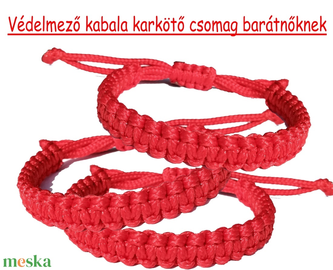 Piros védelmező kabala makramé karkötő csomag barátnőknek (3 darab) - ékszer - karkötő - fonott karkötő - Meska.hu