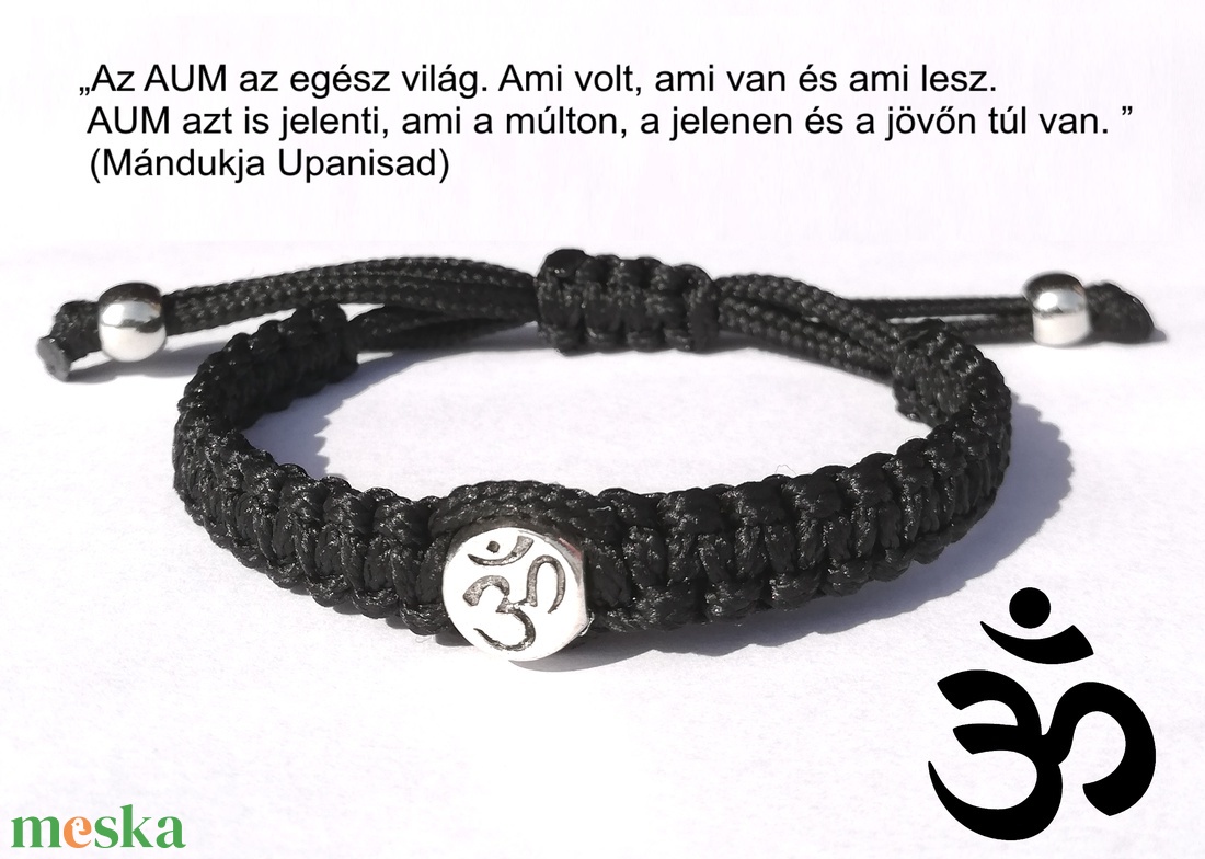 AUM (mindenség) kabala makramé karkötő fekete - ékszer - karkötő - fonott karkötő - Meska.hu