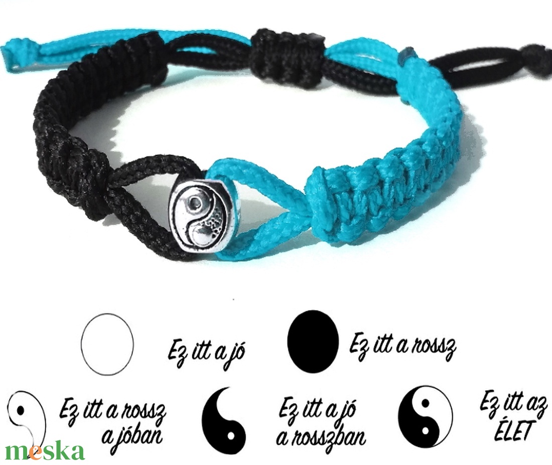 Jin-jang (yin-yang) egyensúly kabala makramé karkötő több színben - ékszer - karkötő - fonott karkötő - Meska.hu