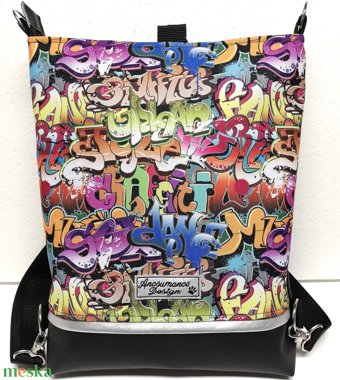Graffiti - hátulzsebes 3in1 textilbőr hátizsák univerzális táska - táska & tok - variálható táska - Meska.hu Graffiti - hátulzsebes 3in1 textilbőr hátizsák univerzális táska - táska & tok - variálható táska - Meska.hu