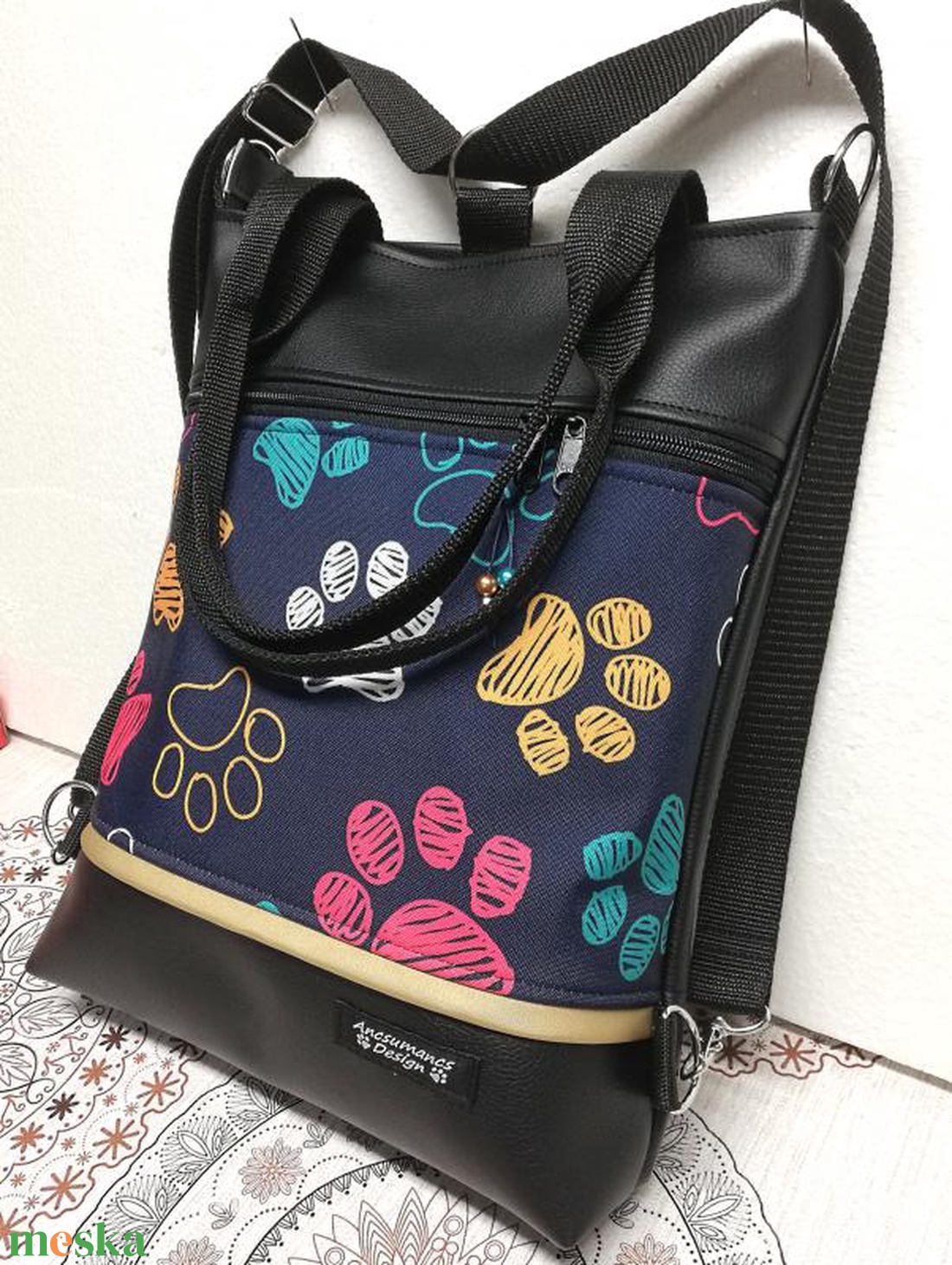 Színes tappancsos 4in1 textilbőr-cordura hátizsák univerzális táska - táska & tok - variálható táska - Meska.hu Színes tappancsos 4in1 textilbőr-cordura hátizsák univerzális táska - táska & tok - variálható táska - Meska.hu