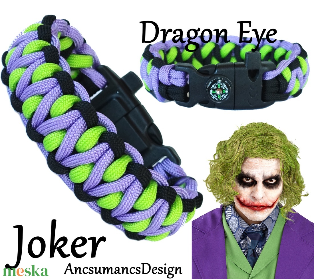 Taktikai túlélő paracord karkötő 3 funkciós csattal DRAGON EYE JOKER (csuklóméret 19-20cm) - ékszer - karkötő - fonott karkötő - Meska.hu