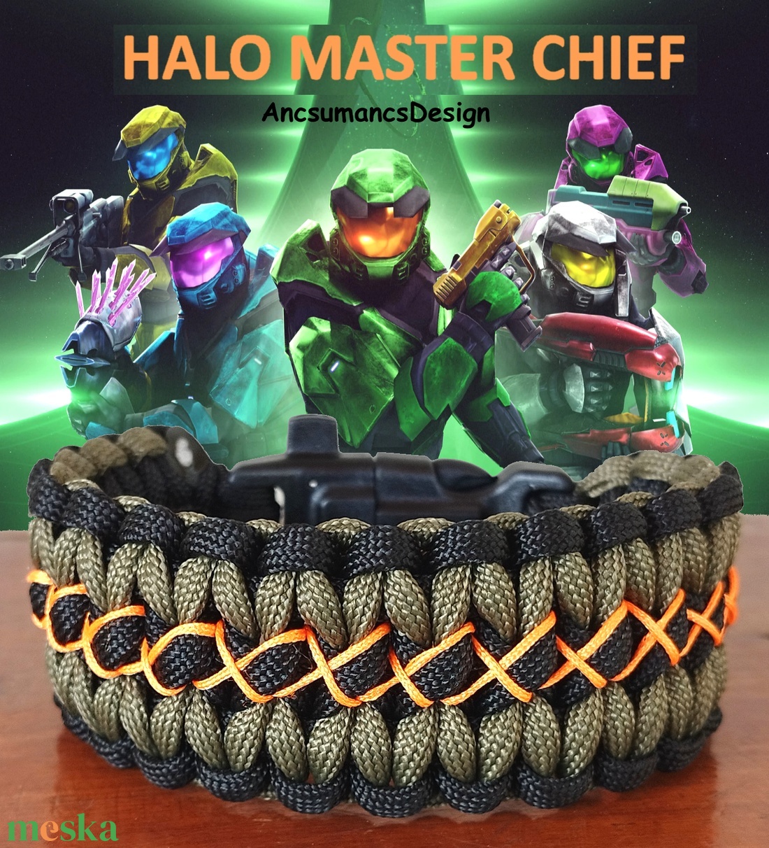 Taktikai túlélő paracord karkötő 3 funkciós csattal WIDE COBRA MASTER CHIEF (csuklóméret 19-20cm) - ékszer - karkötő - fonott karkötő - Meska.hu Taktikai túlélő paracord karkötő 3 funkciós csattal WIDE COBRA MASTER CHIEF (csuklóméret 19-20cm) - ékszer - karkötő - fonott karkötő - Meska.hu
