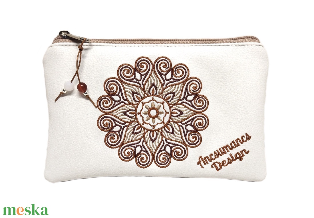 Hímzett Mandalás 3in1 Hátizsák Szett Univerzális Táska Neszivel Drapp-Fehér(Mandala002) - táska & tok - hátizsák - hátizsák - Meska.hu