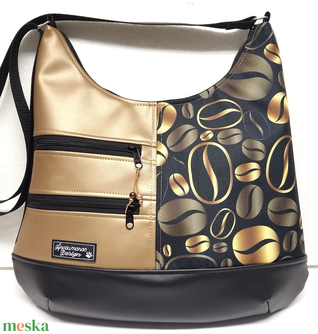 MAXI sokzsebes felemás textilbőr pakolós táska kávészünet - táska & tok - kézitáska & válltáska - nagy pakolós táska - Meska.hu