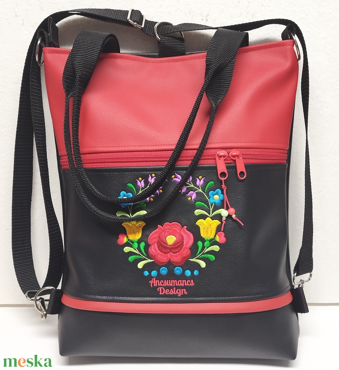 Hímzett 4in1 hátizsák univerzális táska fekete piros Hungarian Folkart05 - táska & tok - variálható táska - Meska.hu Hímzett 4in1 hátizsák univerzális táska fekete piros Hungarian Folkart05 - táska & tok - variálható táska - Meska.hu