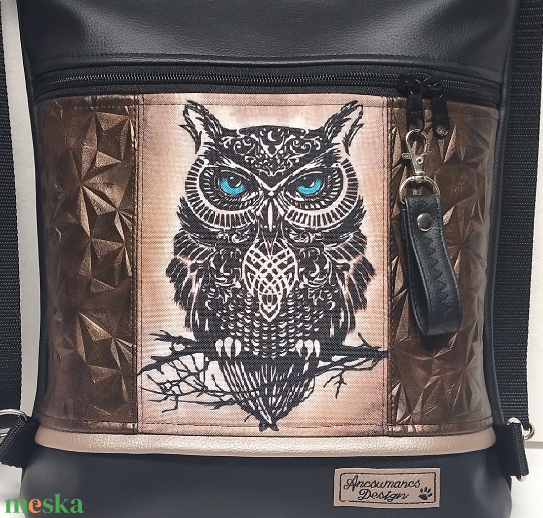 Elegáns bagoly mintás 4in1 hátizsák univerzális rohangálós táska Fekete - 3D bronz - táska & tok - variálható táska - Meska.hu Elegáns bagoly mintás 4in1 hátizsák univerzális rohangálós táska Fekete - 3D bronz - táska & tok - variálható táska - Meska.hu