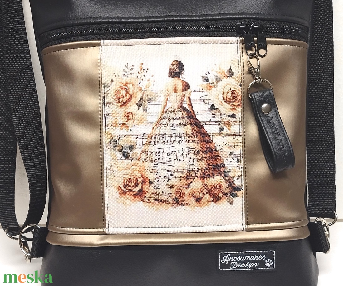 Kottás hölgy 4in1 textilbőr-cordura hátizsák univerzális táska fekete-antikbronz - táska & tok - variálható táska - Meska.hu Kottás hölgy 4in1 textilbőr-cordura hátizsák univerzális táska fekete-antikbronz - táska & tok - variálható táska - Meska.hu