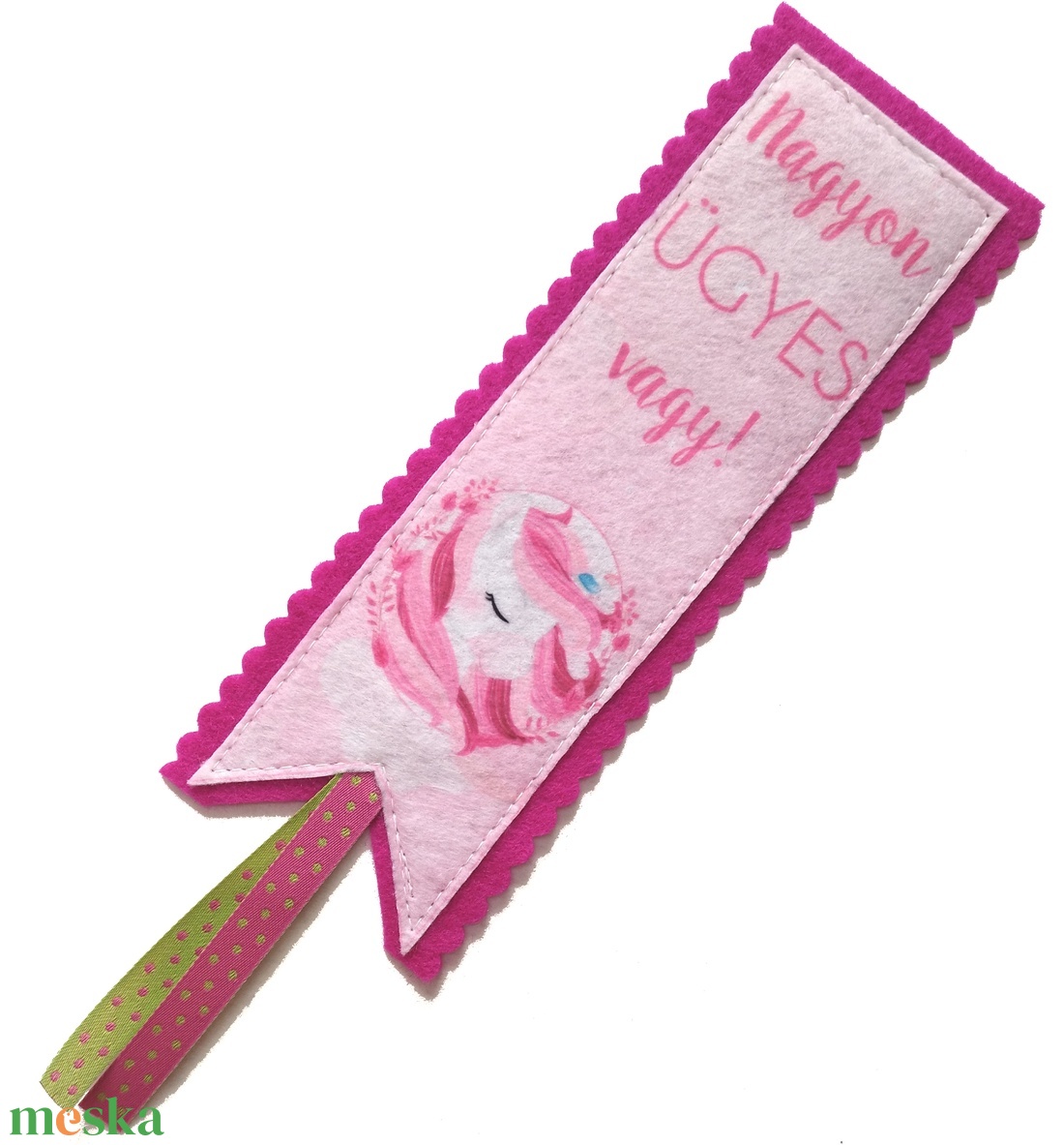 Motívációs filc könyvjelző - magenta unikornis - Nagyon ügyes vagy! - könyv & zene - könyvjelző - Meska.hu