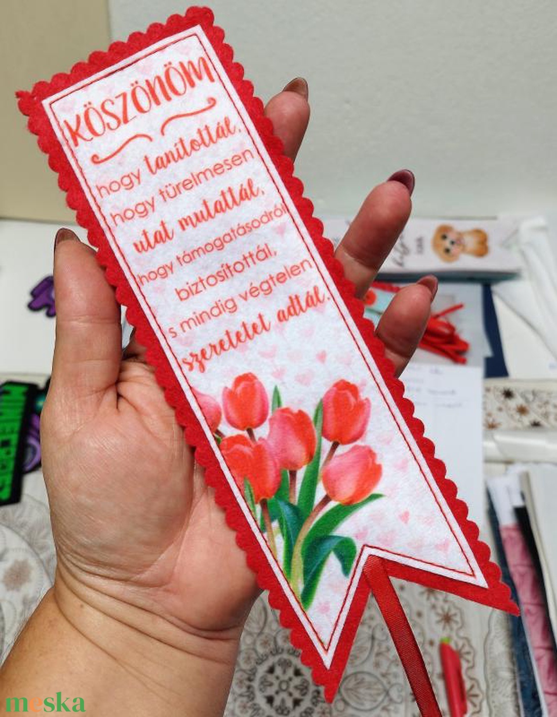 Köszönöm hogy tanítottál - tulipános kézműves filc könyvjelző - könyv & zene - könyvjelző - Meska.hu Köszönöm hogy tanítottál - tulipános kézműves filc könyvjelző - könyv & zene - könyvjelző - Meska.hu