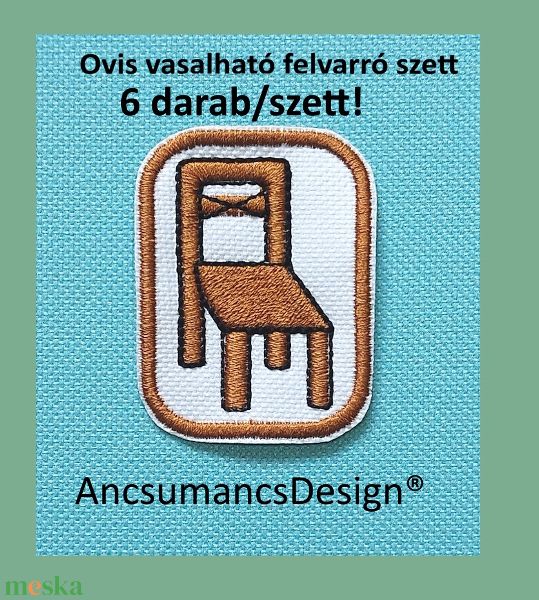 Vasalható varrható hímzett felvarró ovisjel óvodai jel Szék 5cm 6db/szett - játék & sport - ovis felszerelés - óvodai jelek - Meska.hu