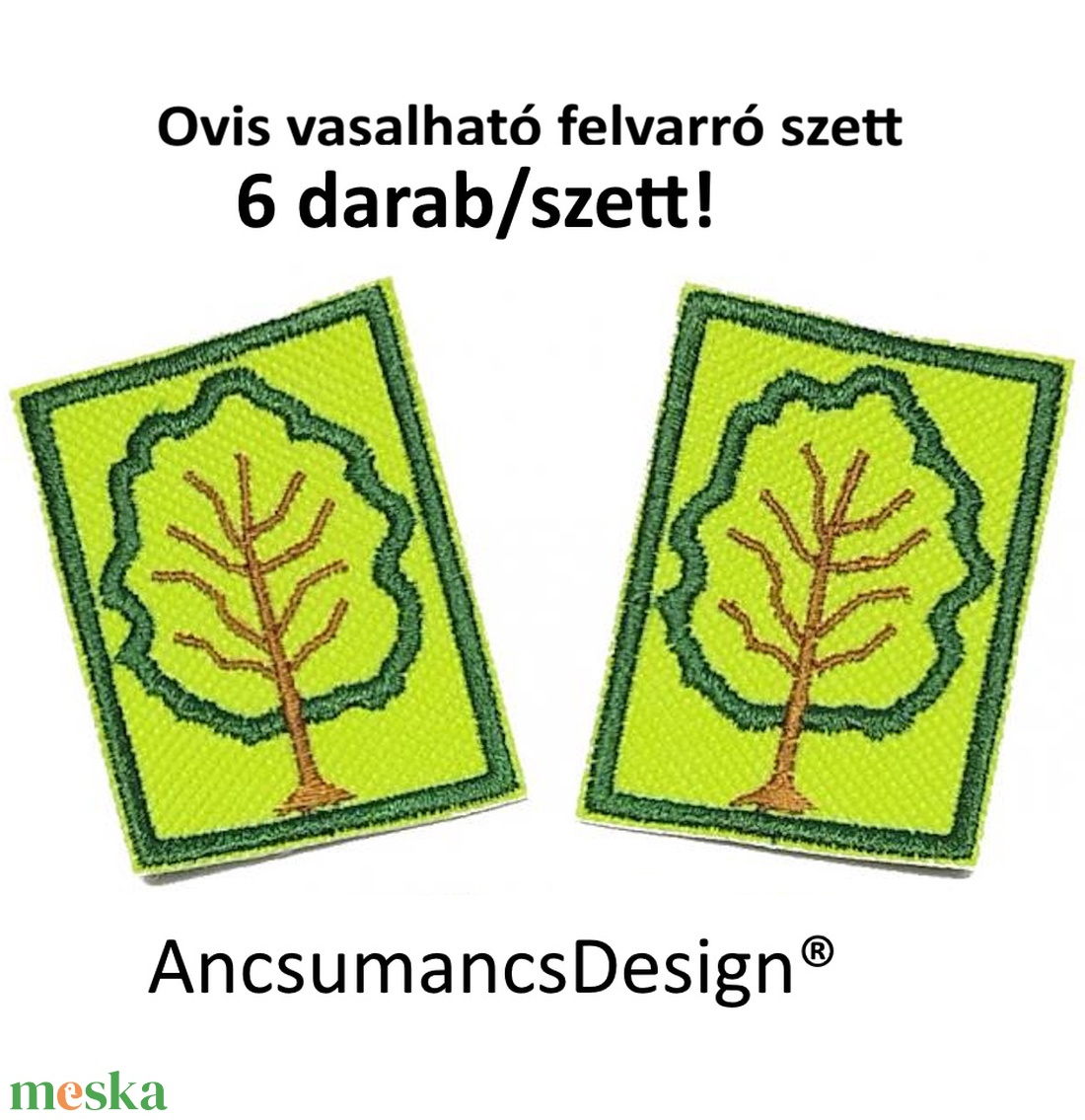 Vasalható varrható hímzett felvarró ovisjel óvodai jel Fa 5x3,5 cm 6db/szett - játék & sport - ovis felszerelés - óvodai jelek - Meska.hu