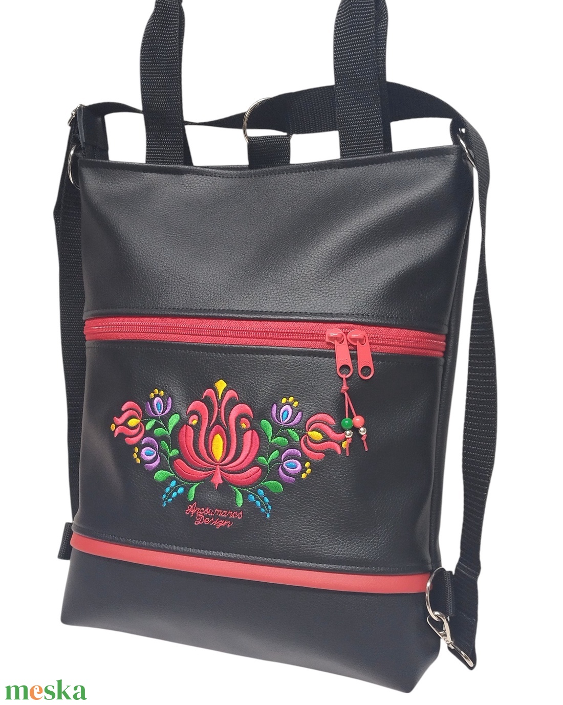 Hímzett 4in1 Matyó virágos szett Hungarian Folkart28 táska+neves pénztárca+kulcstartó - táska & tok - táska szett - Meska.hu