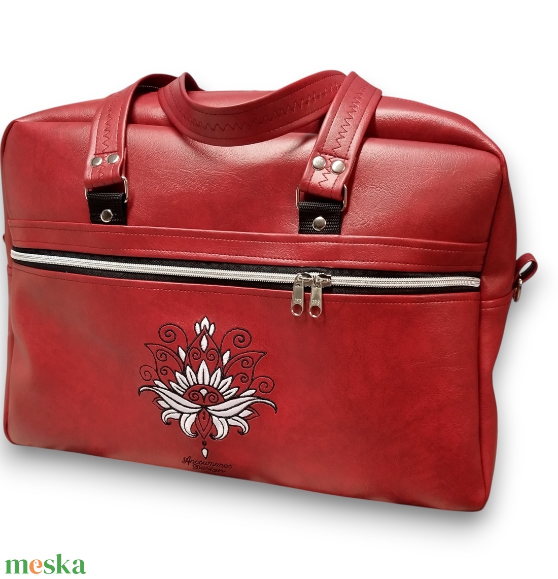 Fly Bag utazótáska kézipoggyász 42x32x18 Lótuszvirág bordó alapon - táska & tok - kézitáska & válltáska - nagy pakolós táska - Meska.hu