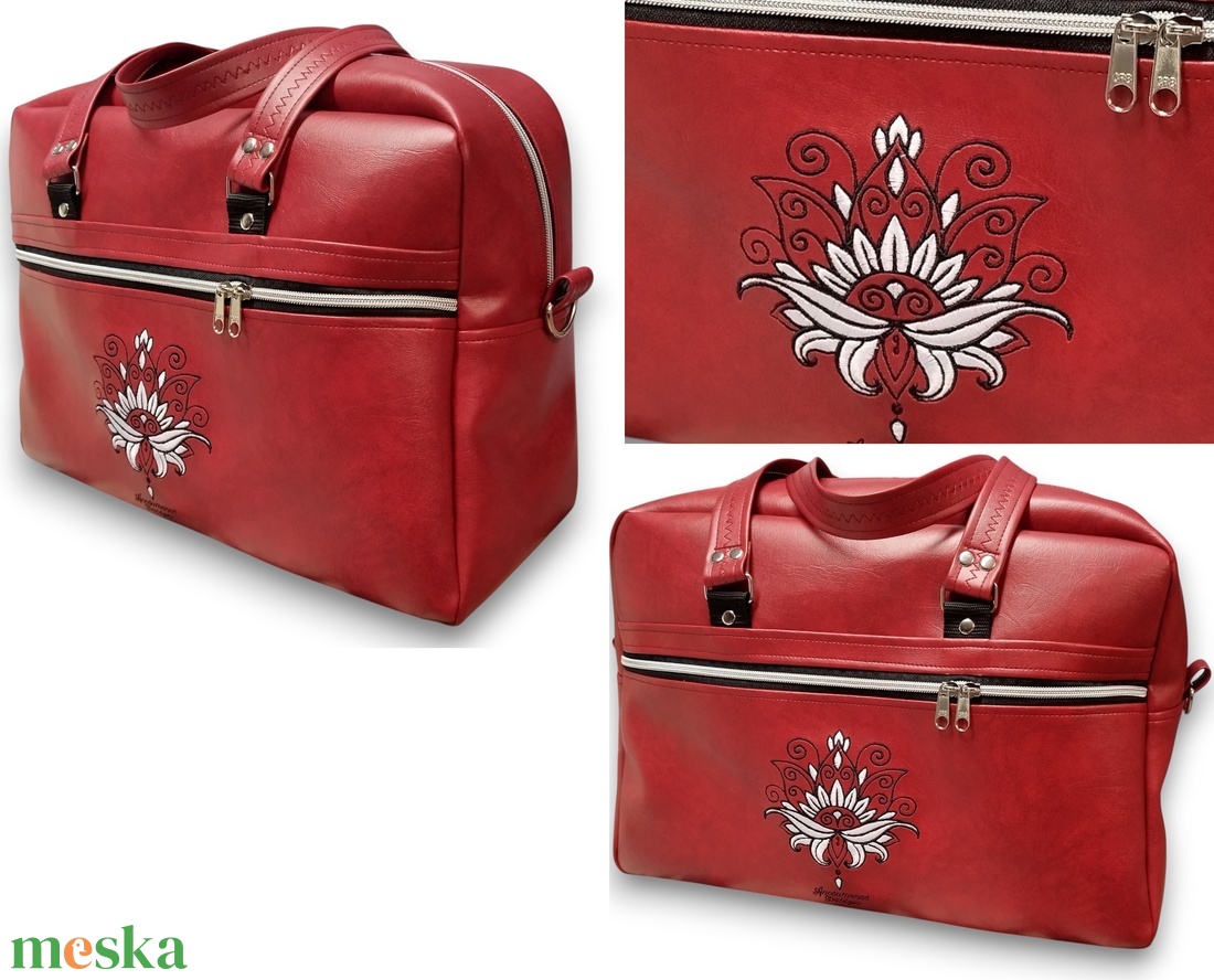 Fly Bag utazótáska kézipoggyász 42x32x18 Lótuszvirág bordó alapon - táska & tok - kézitáska & válltáska - nagy pakolós táska - Meska.hu