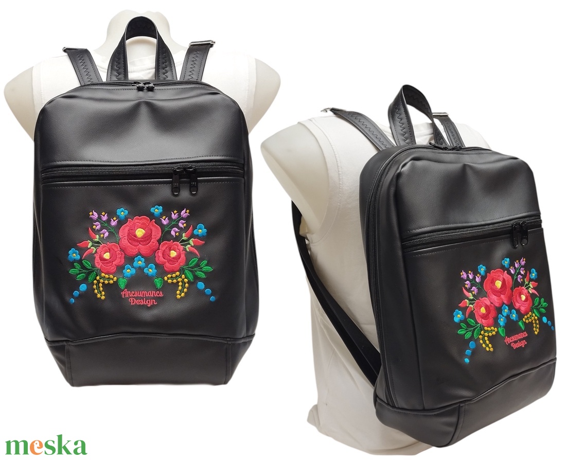 Noelle XL hátizsák - Hímzett Kalocsai virágos Hungarian Folkart08 Fekete alapon 38x32x13 - táska & tok - hátizsák - hátizsák - Meska.hu Noelle XL hátizsák - Hímzett Kalocsai virágos Hungarian Folkart08 Fekete alapon 38x32x13 - táska & tok - hátizsák - hátizsák - Meska.hu