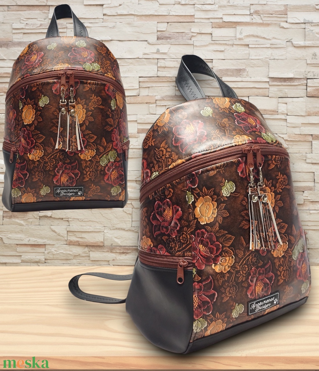 MAXIM BackPack L hátizsák - Antikolt rózsák textilbőr pántokkal 36x28x16 - táska & tok - hátizsák - hátizsák - Meska.hu MAXIM BackPack L hátizsák - Antikolt rózsák textilbőr pántokkal 36x28x16 - táska & tok - hátizsák - hátizsák - Meska.hu