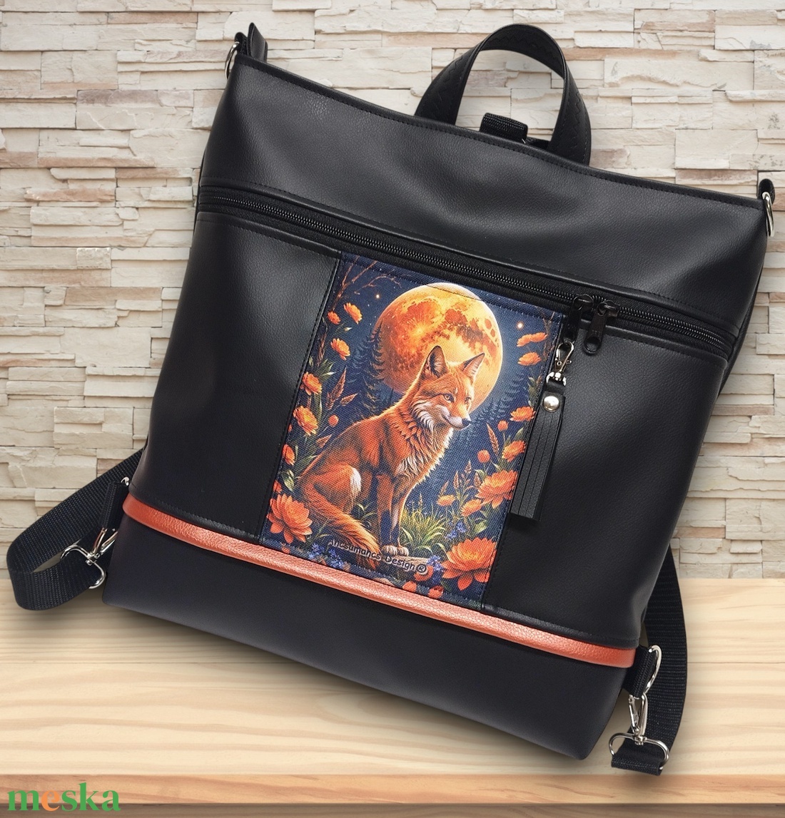 Róka holdfényben 3in1 nagy csini univerzális táska hátizsák - táska & tok - hátizsák - hátizsák - Meska.hu