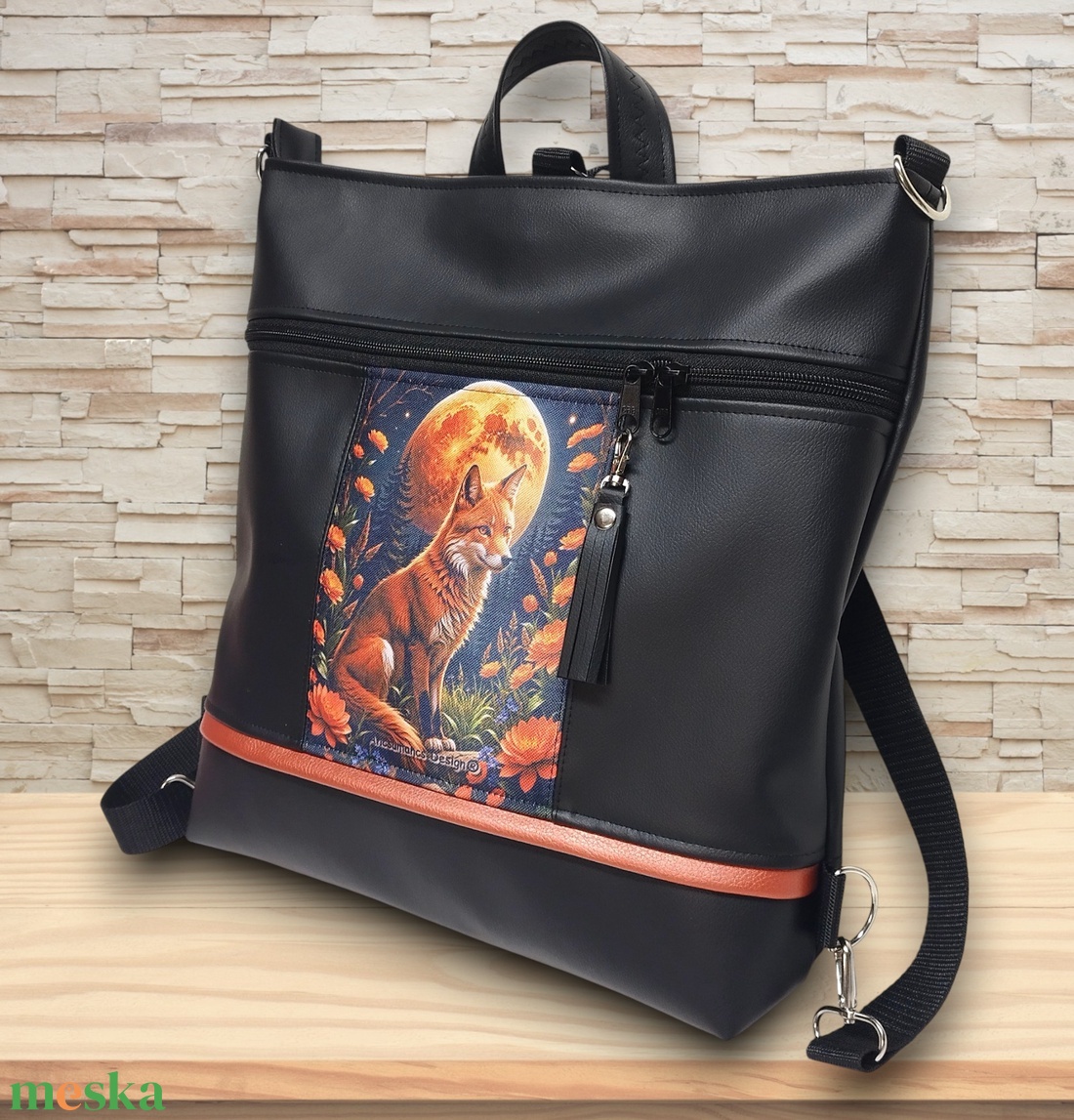 Róka holdfényben 3in1 nagy csini univerzális táska hátizsák - táska & tok - hátizsák - hátizsák - Meska.hu