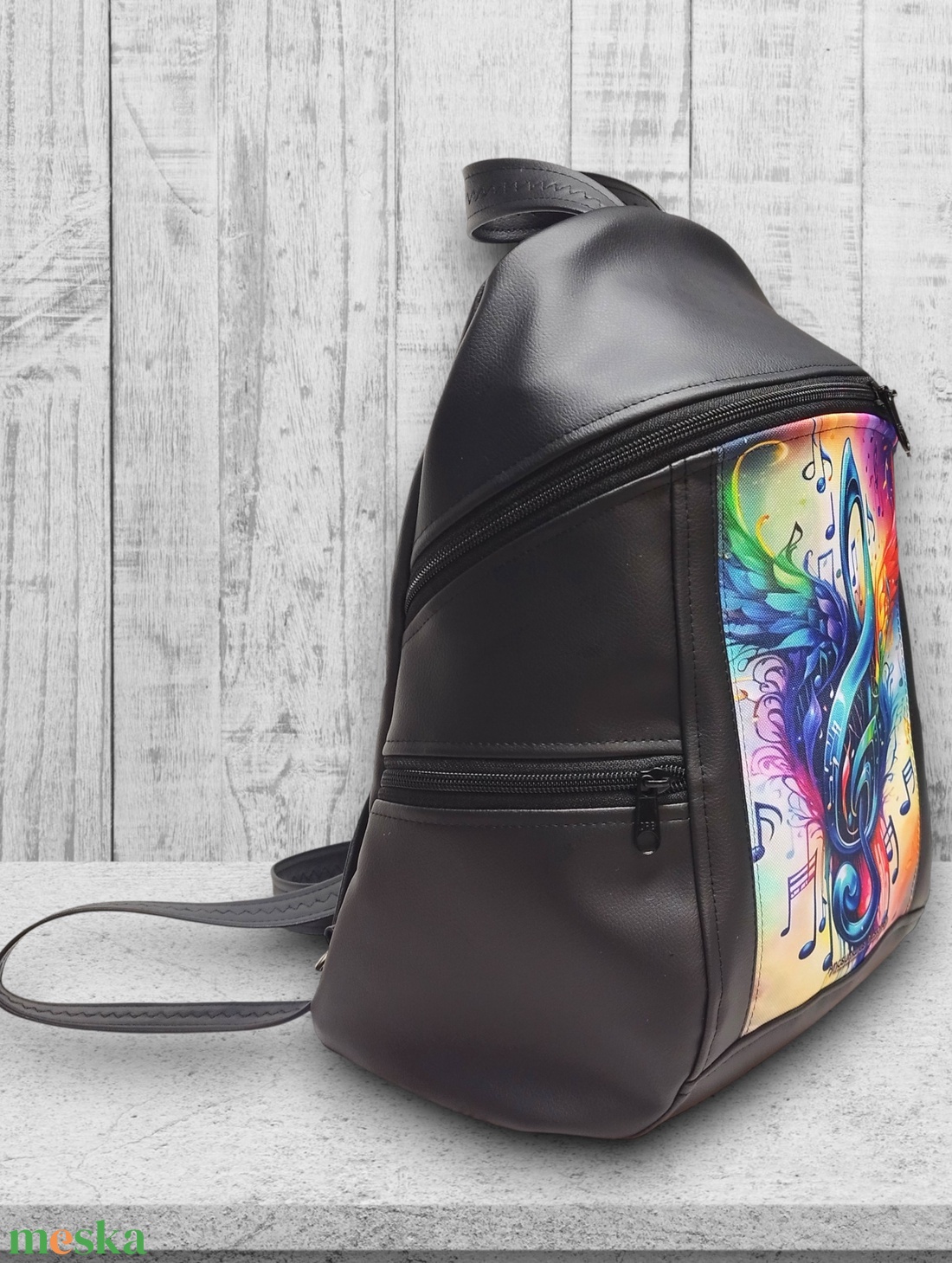 Violinkulcs szárnyakkal - MAXIM BackPack L hátizsák textilbőr pántokkal 36x30x16 - táska & tok - hátizsák - hátizsák - Meska.hu