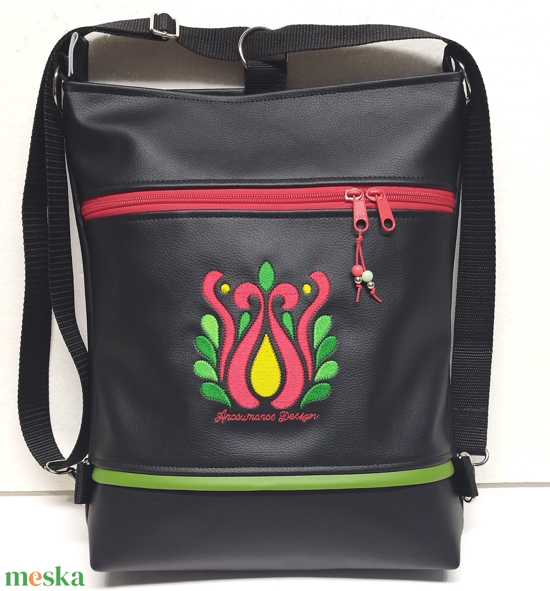 Színes népi tulipán Hímzett 3in1 hátizsák univerzális táska  - táska & tok - hátizsák - hátizsák - Meska.hu