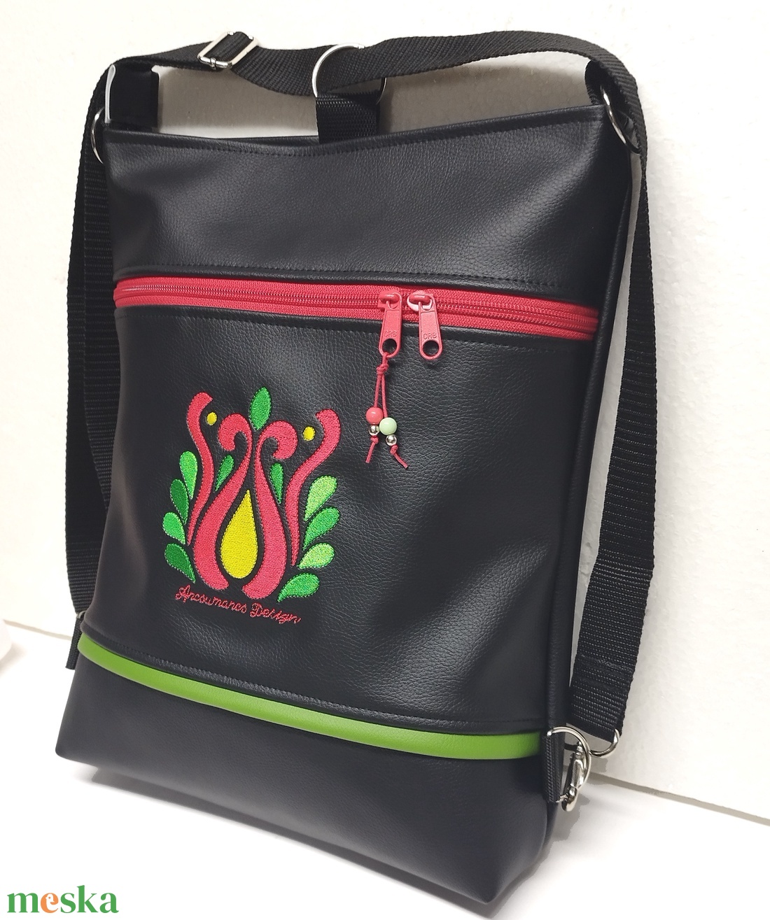 Színes népi tulipán Hímzett 3in1 hátizsák univerzális táska  - táska & tok - hátizsák - hátizsák - Meska.hu