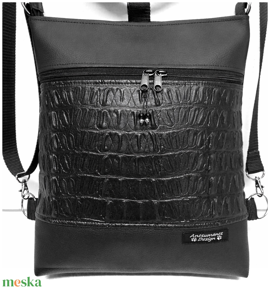 3in1 hátizsák univerzális rohangálós táska 3D fekete - táska & tok - variálható táska - Meska.hu