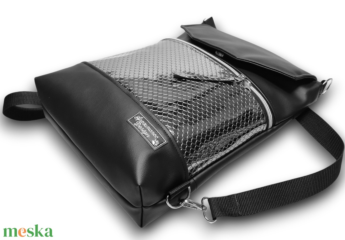 Metál platina sellőmintás fedélrészes 3in1 hátizsák univerzális táska - táska & tok - hátizsák - hátizsák - Meska.hu