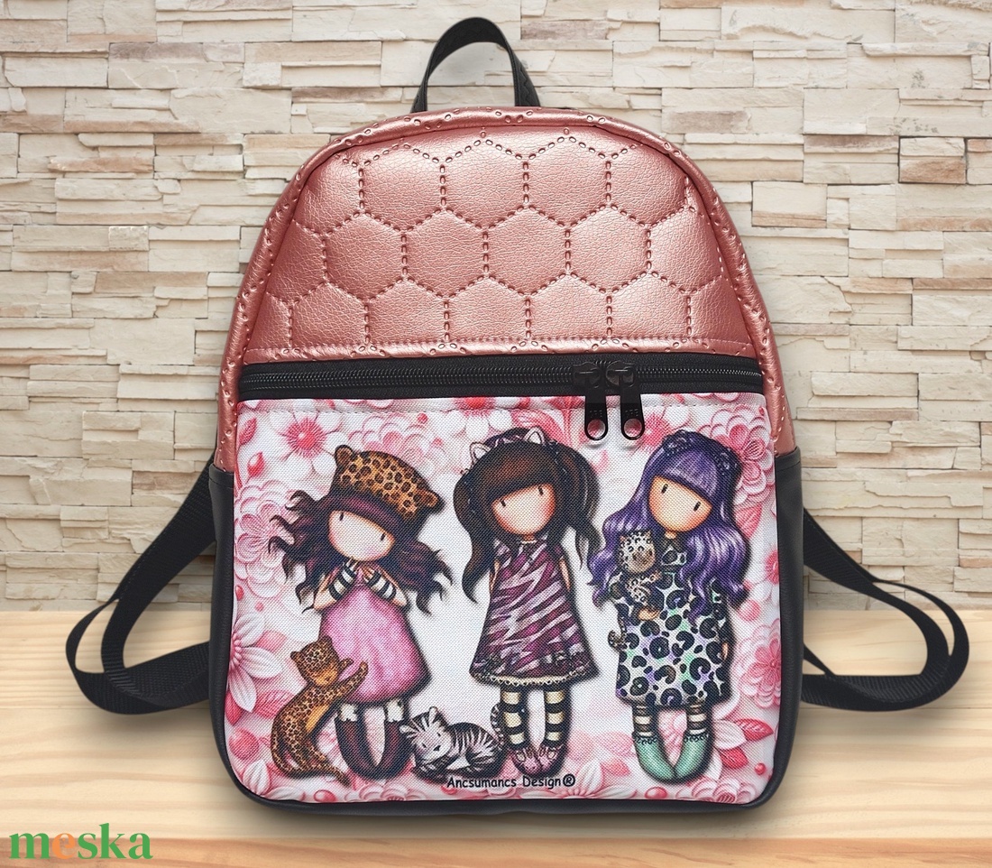 3 Babygirl DORINA-M hátizsák fekete-rose 29x24x10 - táska & tok - hátizsák - hátizsák - Meska.hu