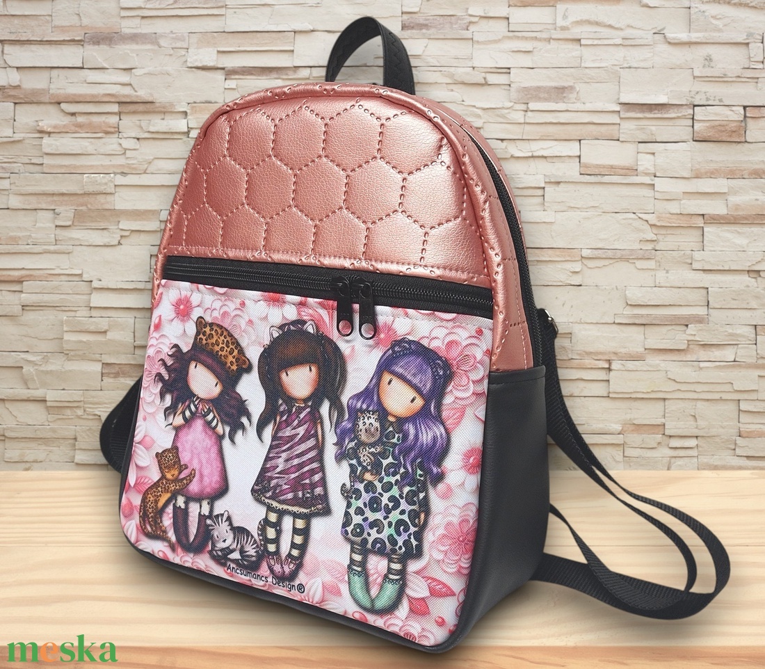3 Babygirl DORINA-M hátizsák fekete-rose 29x24x10 - táska & tok - hátizsák - hátizsák - Meska.hu