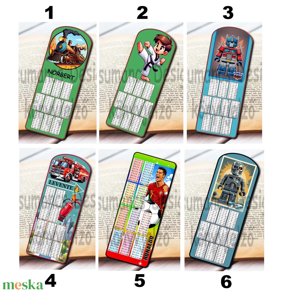 Laminált Designer könyvjelzők sokféle neves szorzótáblás 05 - könyv & zene - könyvjelző - Meska.hu