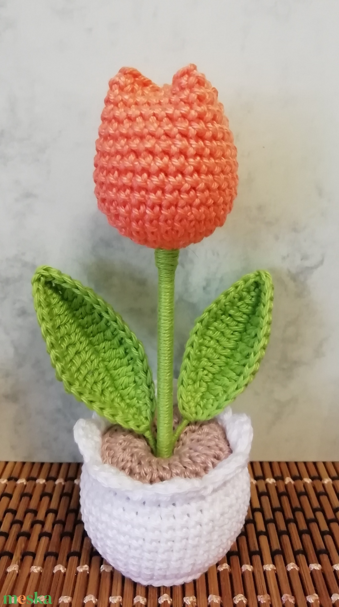 Horgolt tulipán kaspóban - otthon & életmód - dekoráció - asztal és polc dekoráció - asztaldísz - Meska.hu Horgolt tulipán kaspóban - otthon & életmód - dekoráció - asztal és polc dekoráció - asztaldísz - Meska.hu