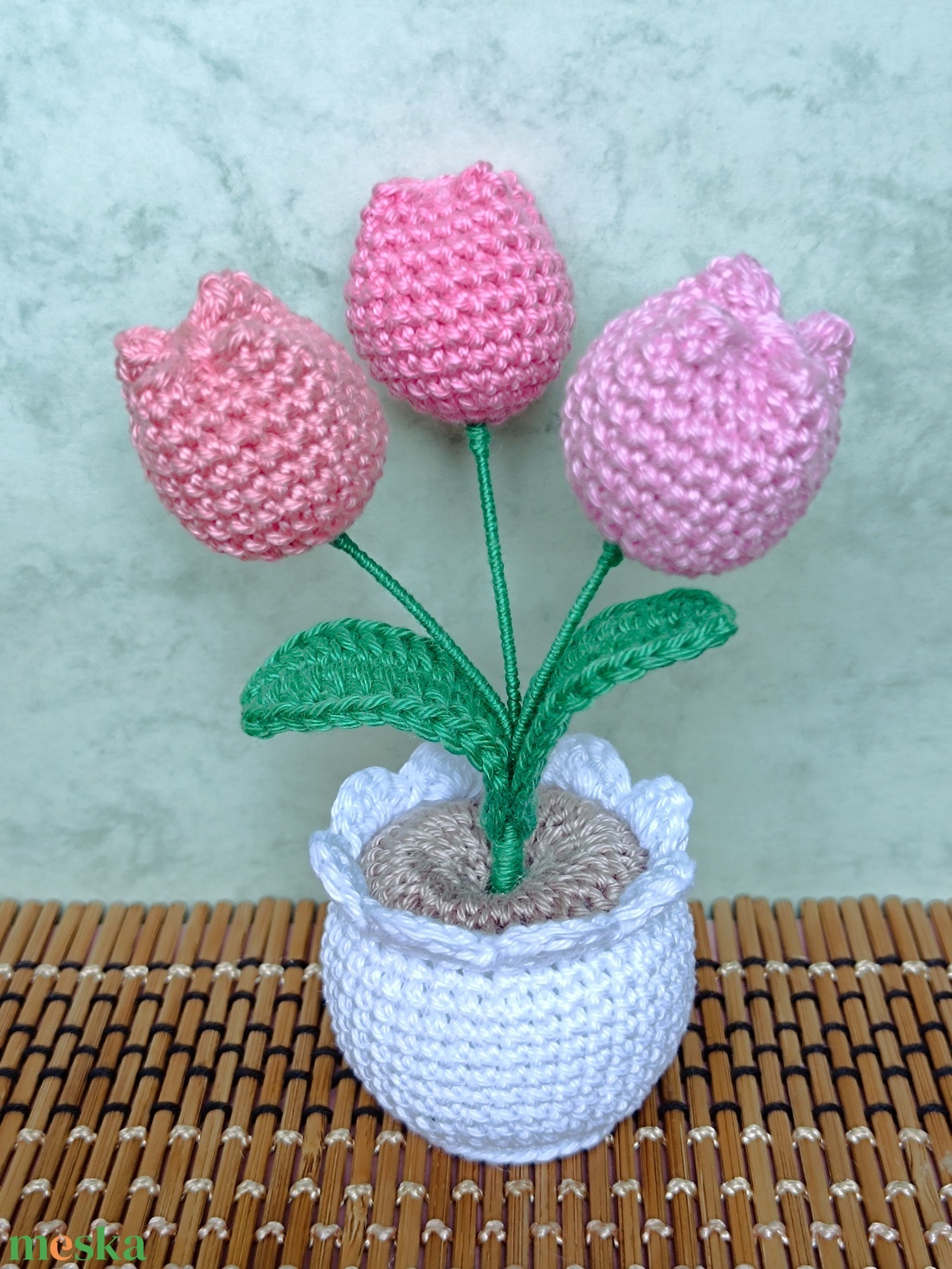 Horgolt tulipáncsokor kaspóban - otthon & életmód - dekoráció - asztal és polc dekoráció - asztaldísz - Meska.hu Horgolt tulipáncsokor kaspóban - otthon & életmód - dekoráció - asztal és polc dekoráció - asztaldísz - Meska.hu
