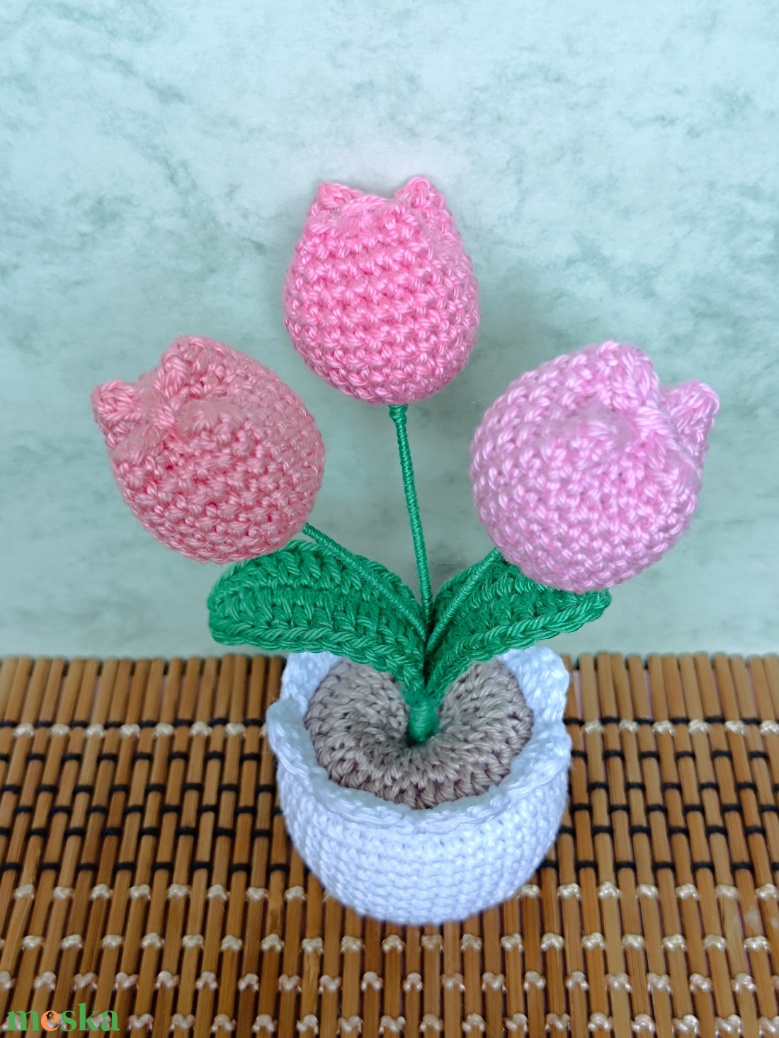 Horgolt tulipáncsokor kaspóban - otthon & életmód - dekoráció - asztal és polc dekoráció - asztaldísz - Meska.hu Horgolt tulipáncsokor kaspóban - otthon & életmód - dekoráció - asztal és polc dekoráció - asztaldísz - Meska.hu