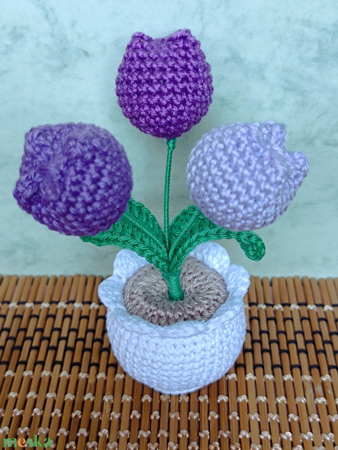 Horgolt tulipáncsokor kaspóban - otthon & életmód - dekoráció - asztal és polc dekoráció - asztaldísz - Meska.hu Horgolt tulipáncsokor kaspóban - otthon & életmód - dekoráció - asztal és polc dekoráció - asztaldísz - Meska.hu