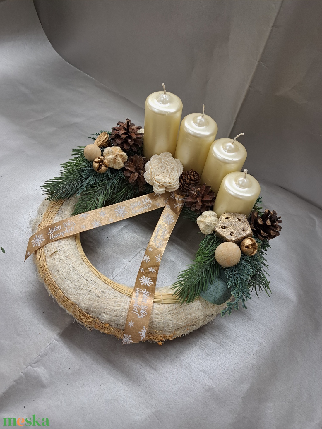 Tartós adventi koszorú 2. - karácsony - adventi díszek - adventi koszorú - Meska.hu