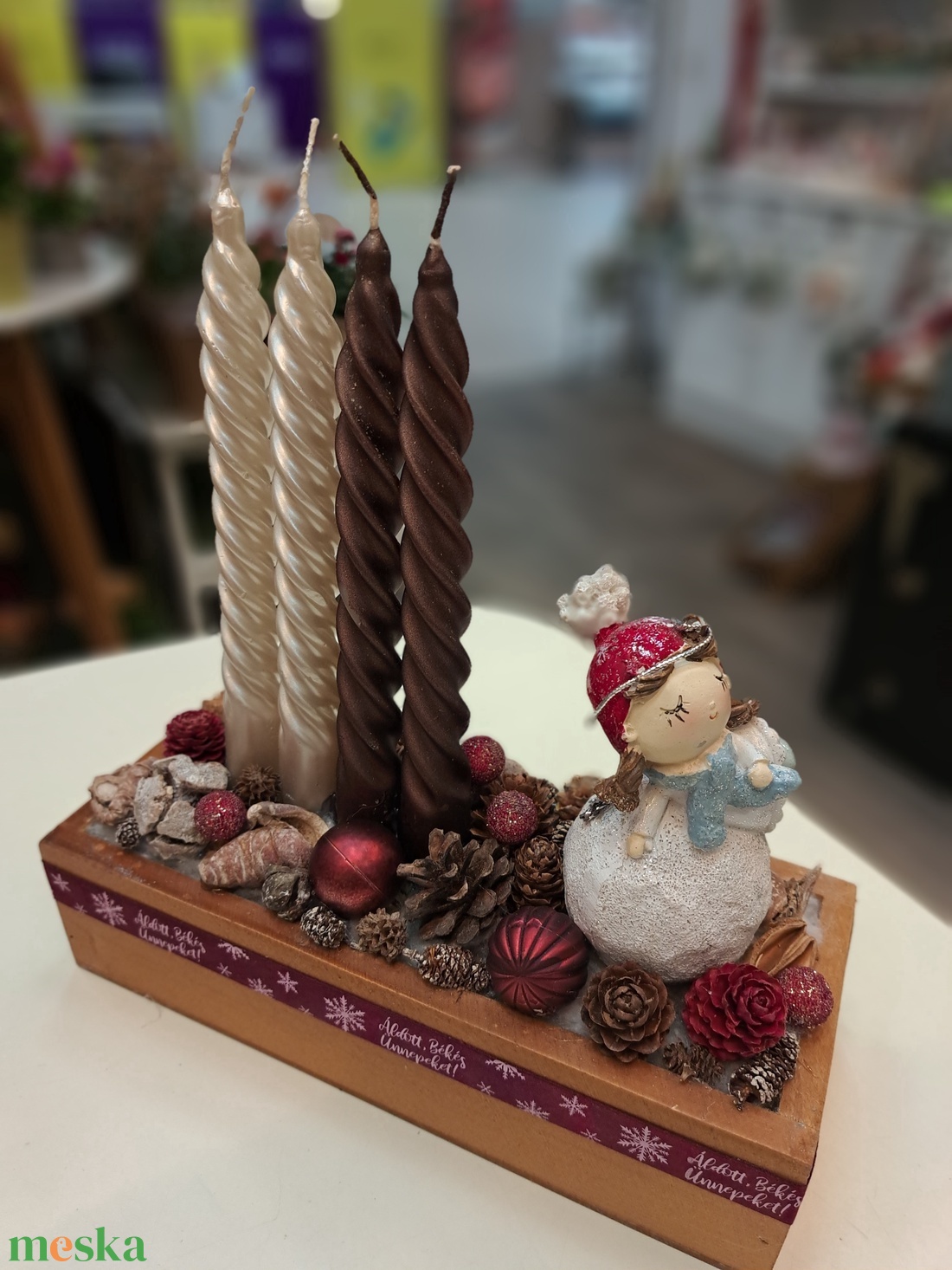 Fadobozka Kislány figurával - karácsony - adventi díszek - adventi asztaldísz - Meska.hu